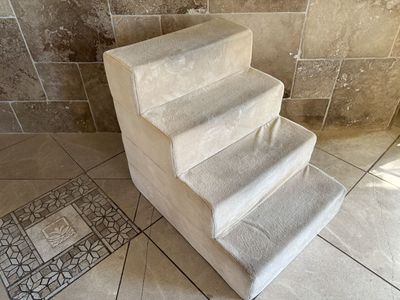 Wide Soft Foam Tan Pet Stairs