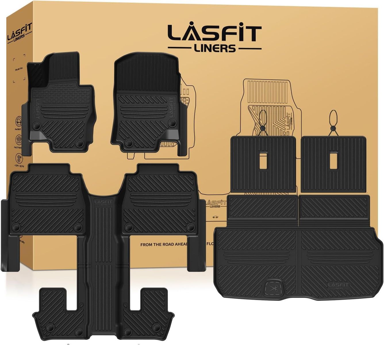 20-26 Mercedes GLS450, GLS580, 21-26 GLS63 AMG LASFIT 6 Seater All Weather Floor Mats