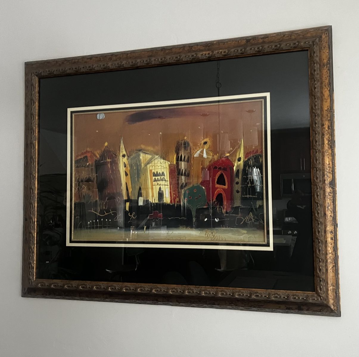 Large Framed Abstract Cityscape Wall Art