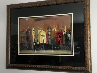 Large Framed Abstract Cityscape Wall Art