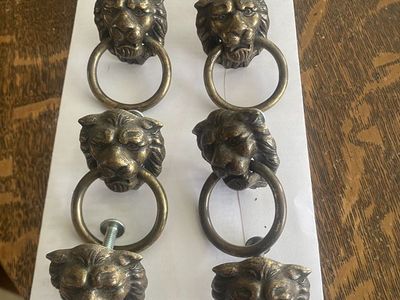 8 Antique/Vtg Amerock Brass Lion Head Ring