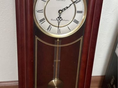 Seiko Wooden Wall Clock with Pendulum and Chime