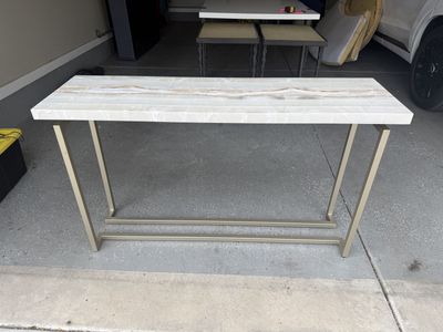 Hooker Furniture Marble Console Table - 52" White/Gold Entryway Table