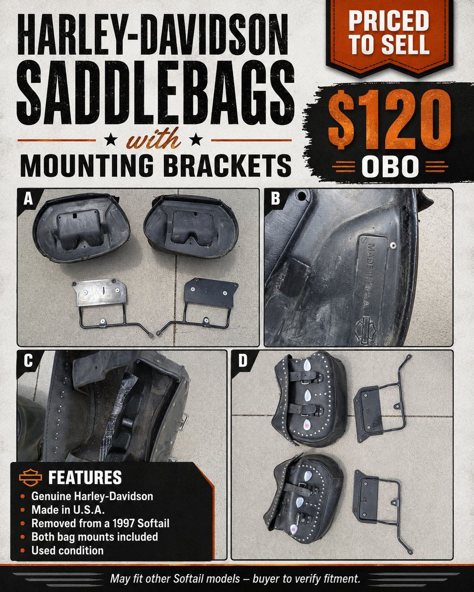 Harley-Davidson Saddlebags with Mounting Brackets -