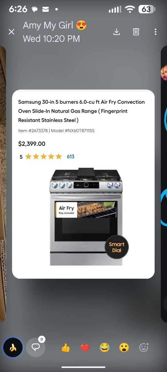 Gas range 30"
Samsung natural gas. 
Only 5 yr old!