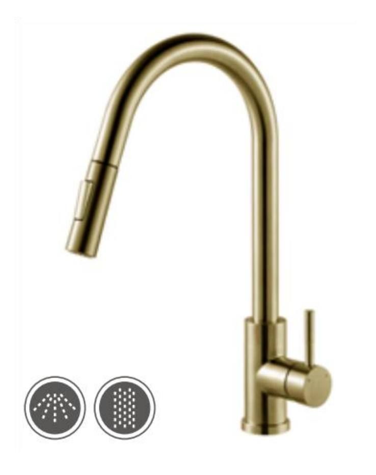 Stainless steel pull-down fauce, gold color