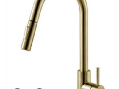 Stainless steel pull-down fauce, gold color