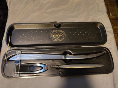 Vintage Chas. D. Briddell Carvel Hall carving knife and fork set.