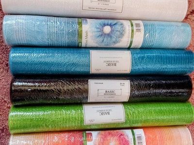 Lot of 9 Basic Mesh Ribbon/Decorative Mesh Rolls - Assorted Colors & Sizes for Crafts & Decor