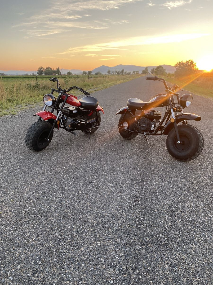 Pair of Used Mini Bikes - Red & Black, Great for Off-Road Fun