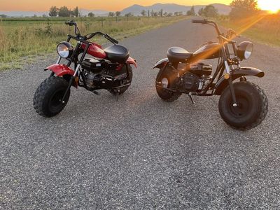 Pair of Used Mini Bikes - Red & Black, Great for Off-Road Fun