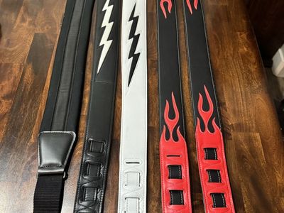 Assorted Guitar Straps - Lightning Bolt & Flame Designs