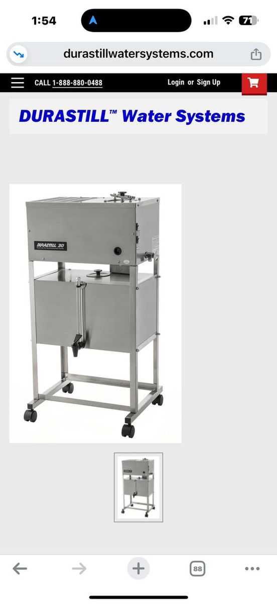 Durastill Automatic Water Distiller - Retails at $2,495 New!