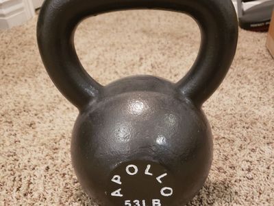 53lb Kettlebell, Casting Iron, Durable Black