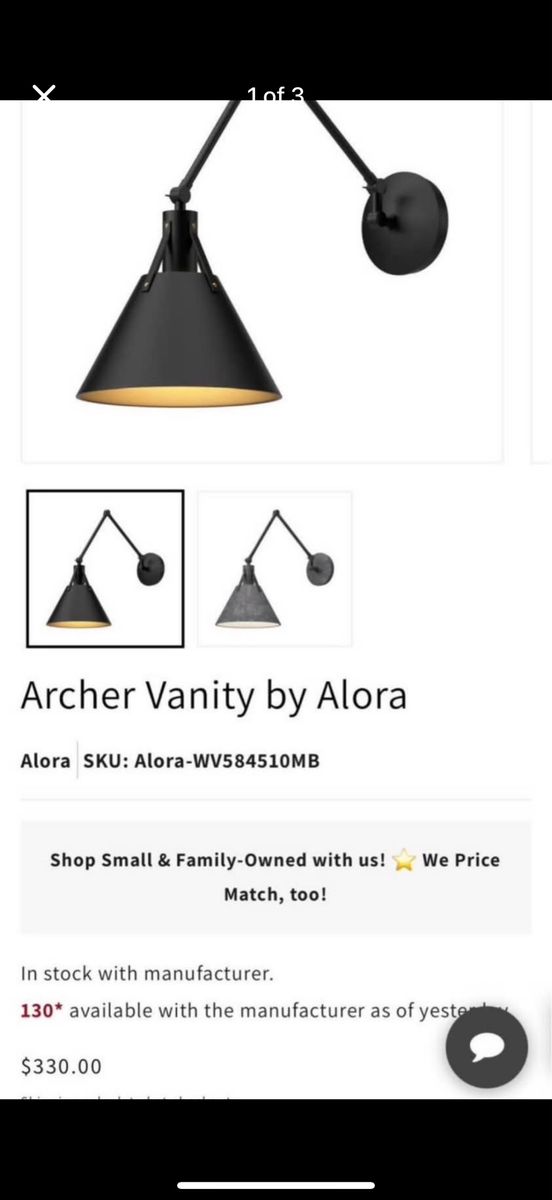 Pair of Archer vanity by alora lights