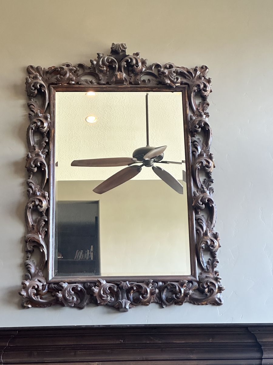 Ornate Carved Wood Wall Mirror - Decorative Home Decor