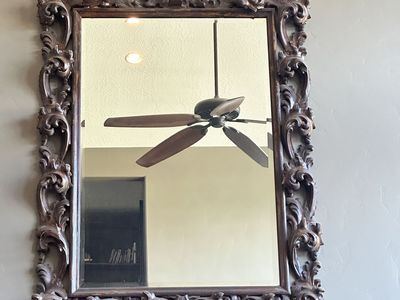 Ornate Carved Wood Wall Mirror - Decorative Home Decor