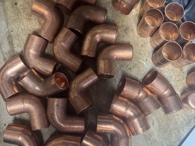 Assorted copper sweat, fittings, bright and shiny