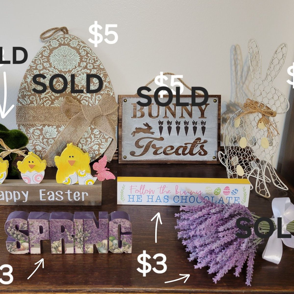 various Easter and spring decor