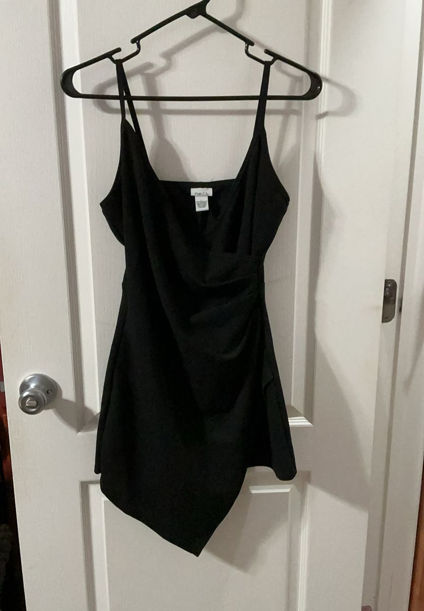 Rue21 Black Ruched Asymmetrical Cami Dress Size S