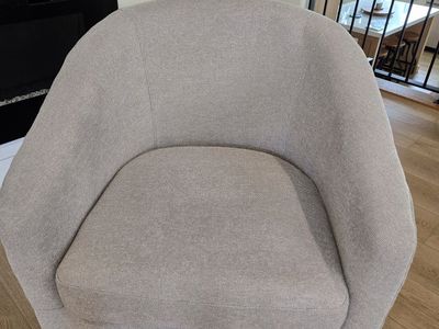 Rotating gray barrel chair for sale