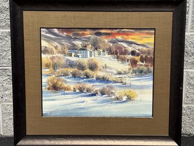 Beautiful Richard J. Van Wagoner original landscape water color, professionally framed, fine art 35”x31”