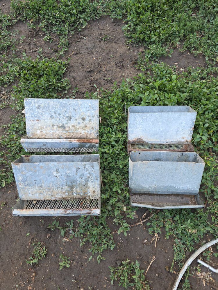 4 - Galvanized rabbit hutch feeders