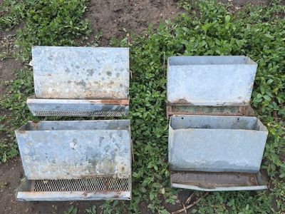 4 - Galvanized rabbit hutch feeders