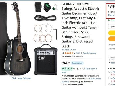 Brand New GLARRY Full Size 6 Strings Acoustic Electric Guitar w/Amp