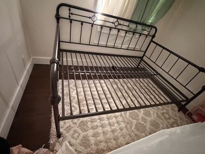 Black Metal Daybed Frame with Slatted Support