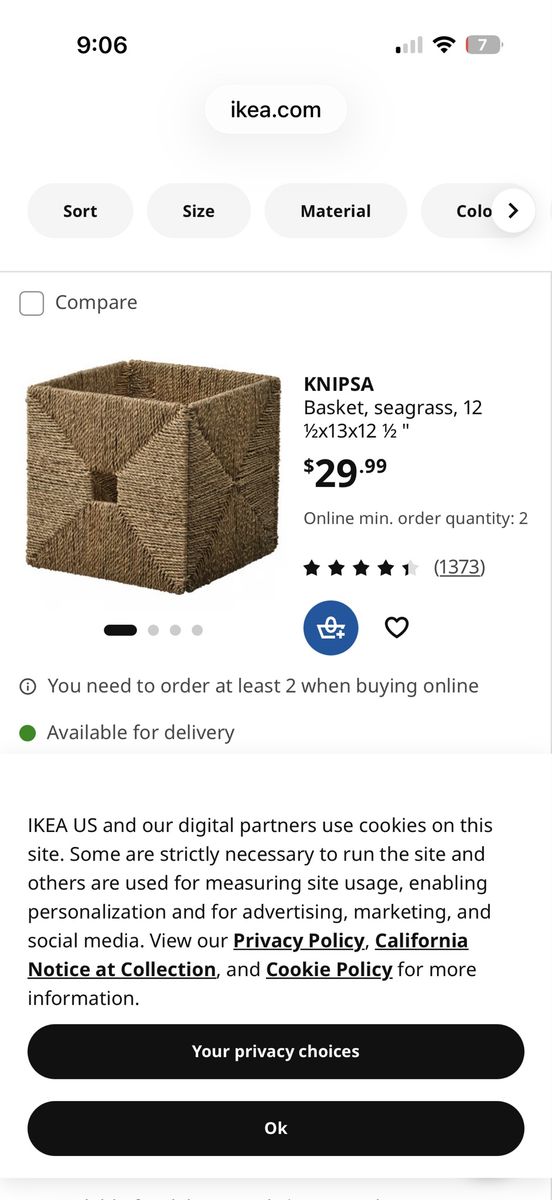 IKEA seagrass baskets