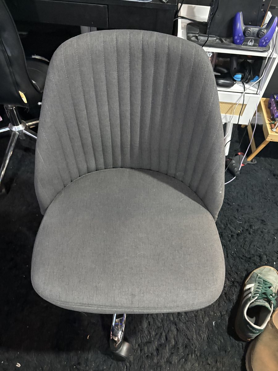 Gray Upholstered Swivel Office Chair