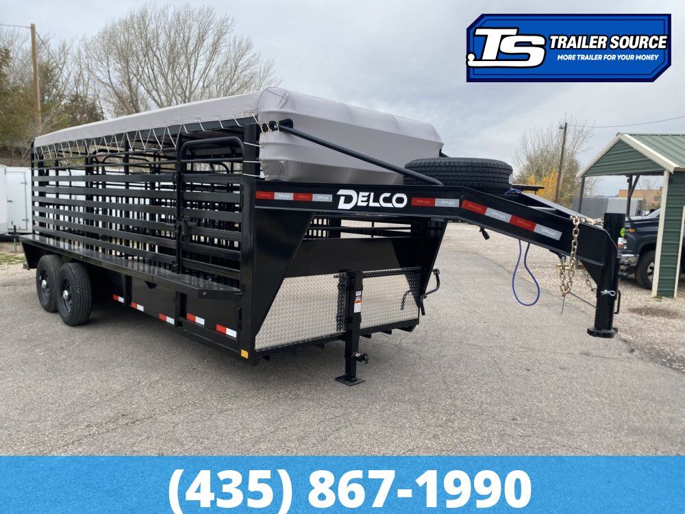 Delco Gooseneck Bar Top Stock Gooseneck 6.8x20 ft Horse Trailer 6'6" 14K GVWR Side Door