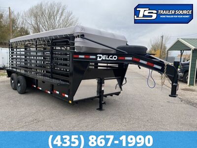 Delco Gooseneck Bar Top Stock Gooseneck 6.8x20 ft Horse Trailer 6'6" 14K GVWR Side Door