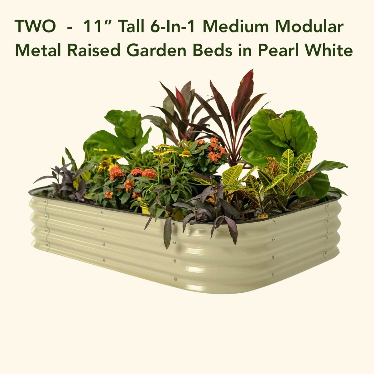 TWO 11"H 6-in-1 Metal Raised Garden Beds