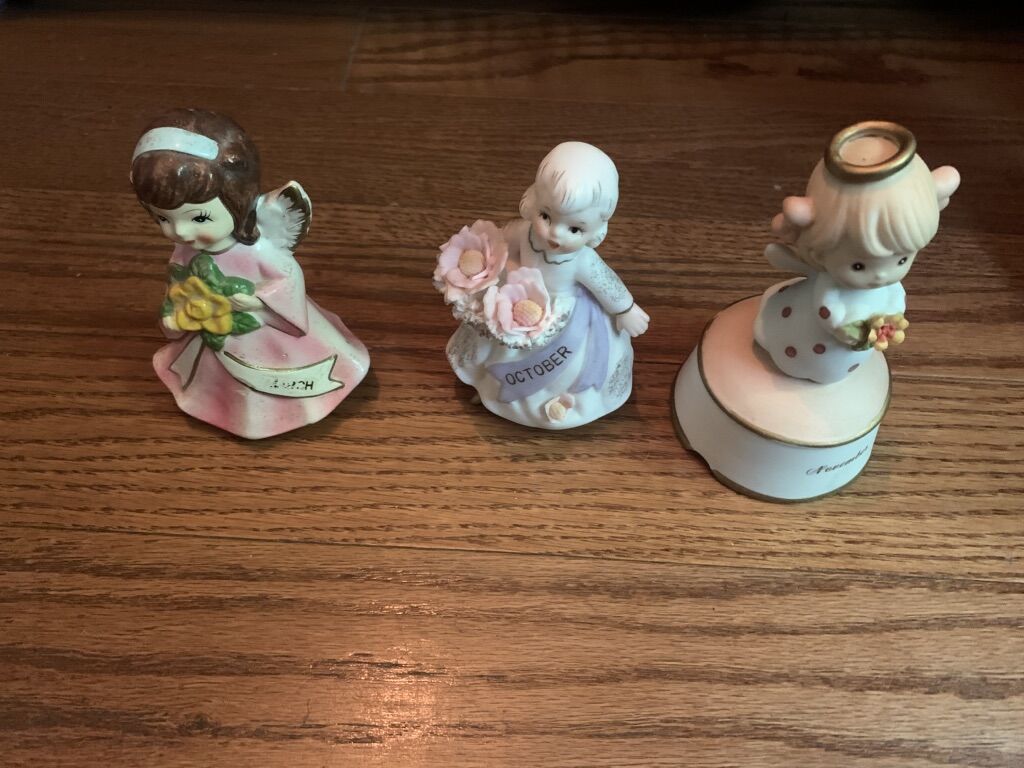Vintage Birthday Angels Lefton Nov, March, Oct