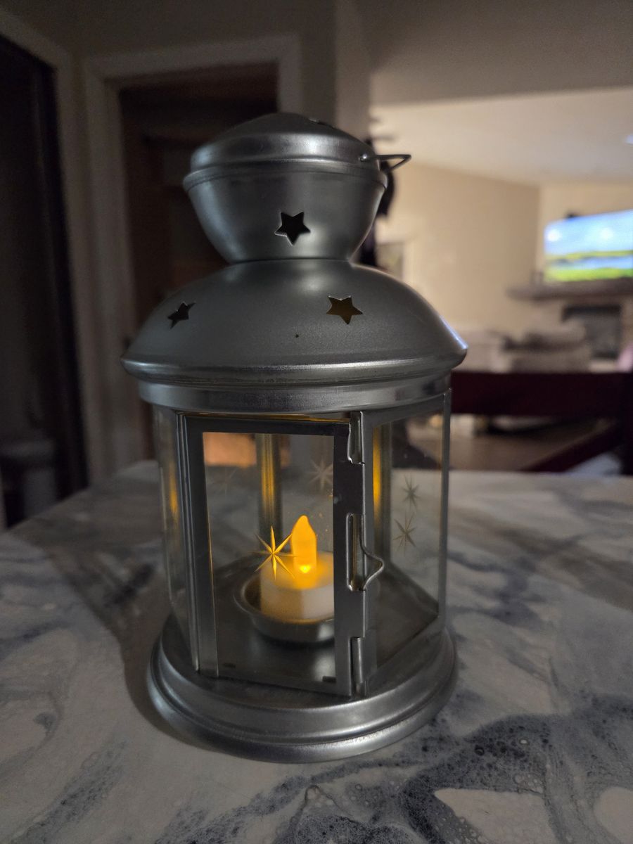 Chrome Decorative Latern w/Tealight Candle