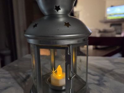 Chrome Decorative Latern w/Tealight Candle