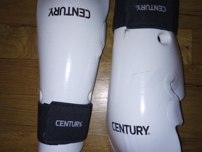 Century Martial Arts Shin & Instep Guards - White/Black, Used