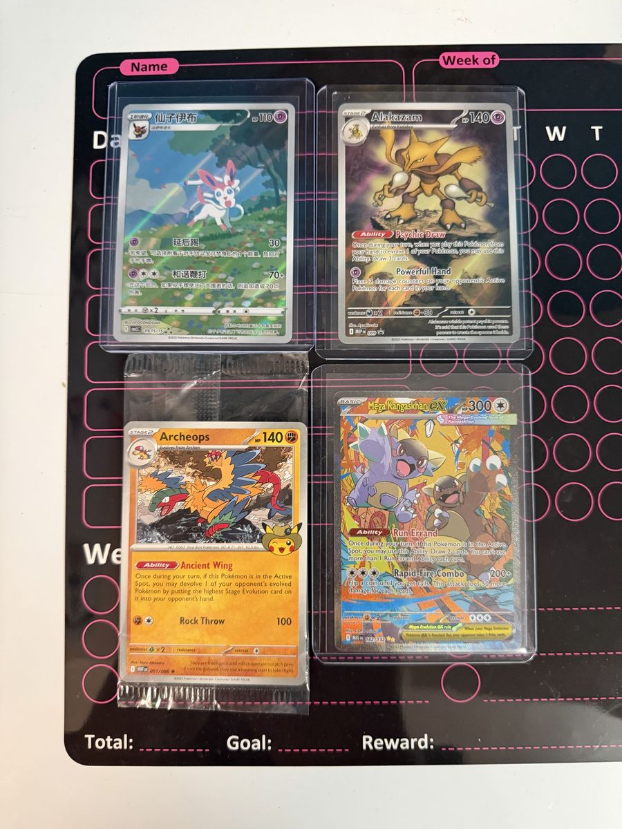 Pokemon TCG Rare Card Lot: Alakazam Promo, Japanese Mega Kangaskhan EX, Sylveon, Sealed Archeops. Can piece out as well.