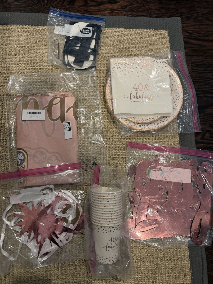 40th birthday decorations - Plates, Cups, Napkins, Banner & Tablecloth