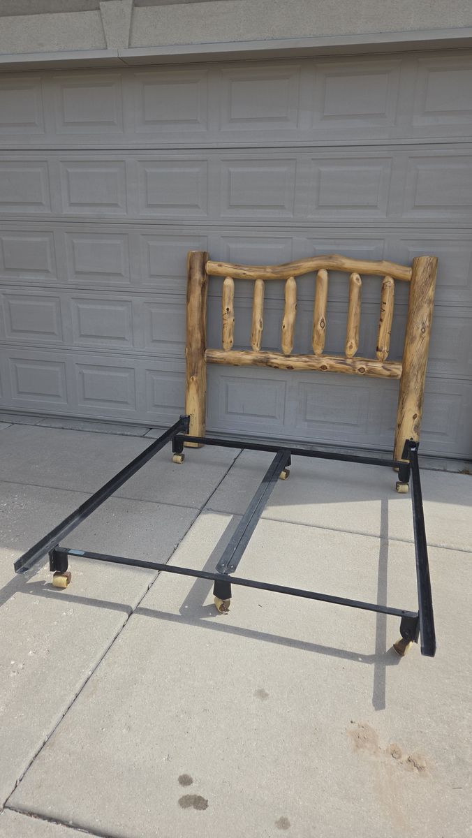 Rustic Wood Headboard and Queen Frame
