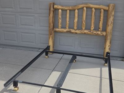 Rustic Wood Headboard and Queen Frame