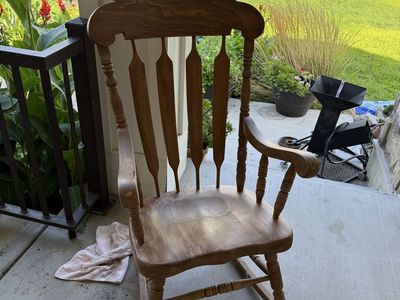 Solid Wooden Rocking Chair with Spindle Back