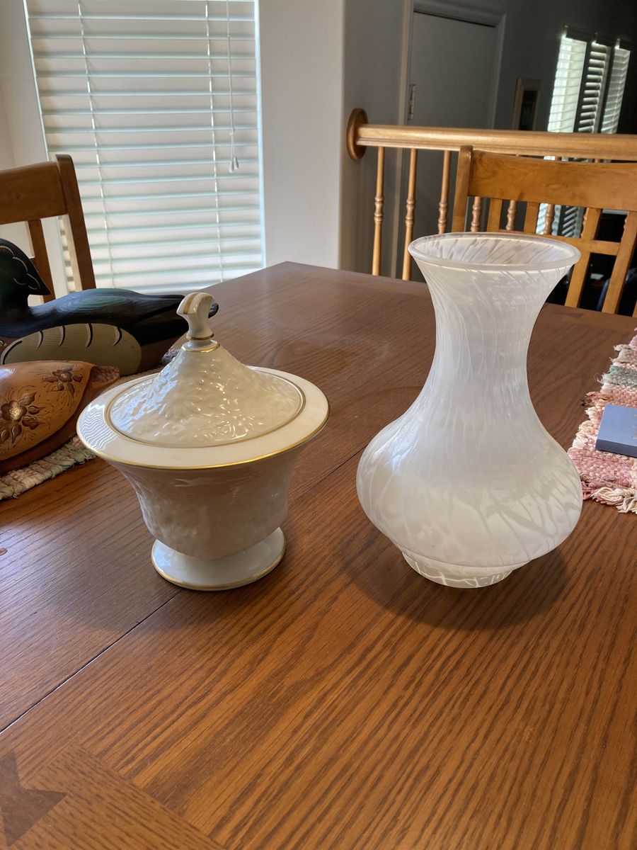 Antique vase and dish