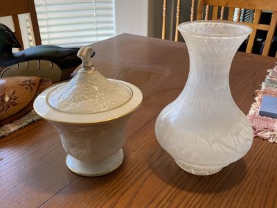 Antique vase and dish