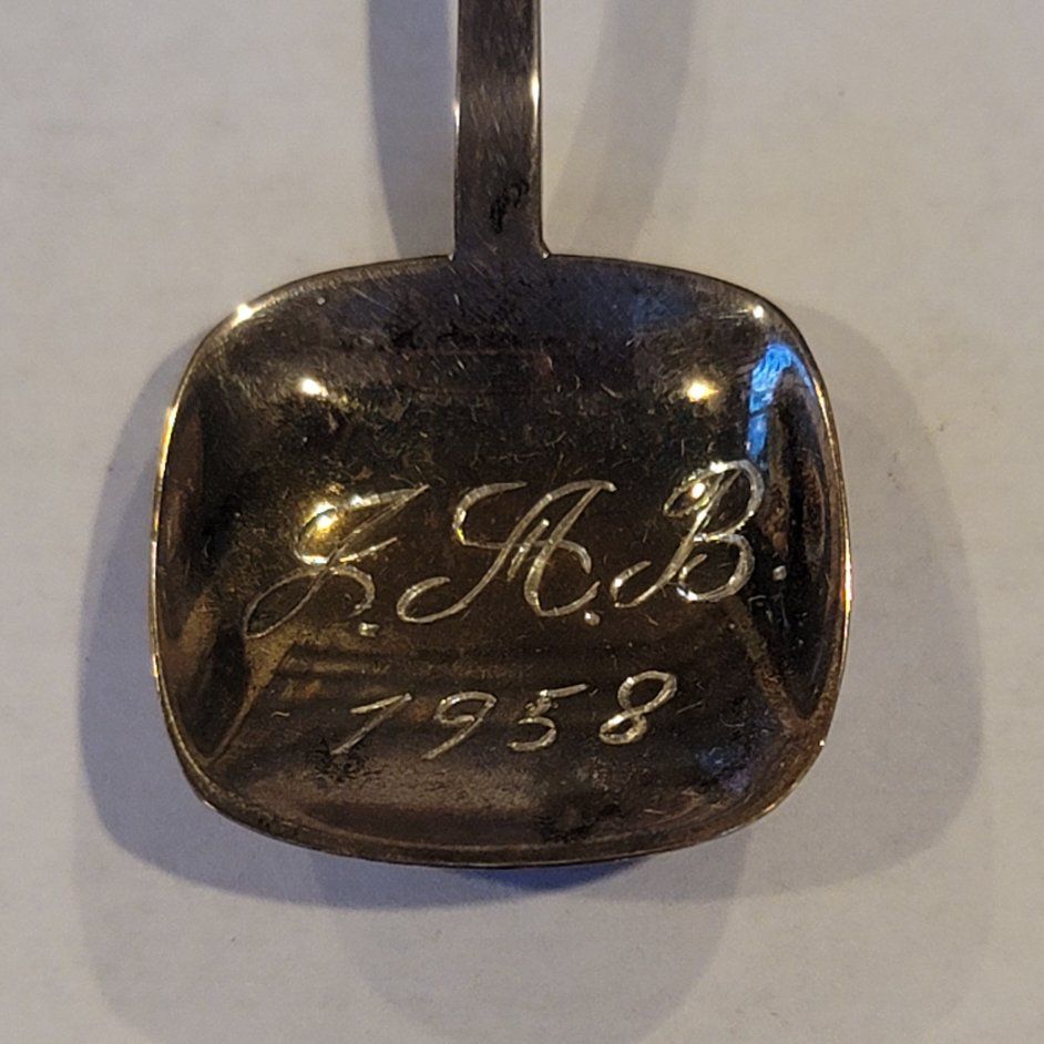 Vintage 1958 Monogrammed Japanese Shamisen Sterling Spoon Demitasse Teaspoon and Box