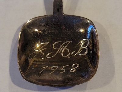 Vintage 1958 Monogrammed Japanese Shamisen Sterling Spoon Demitasse Teaspoon and Box