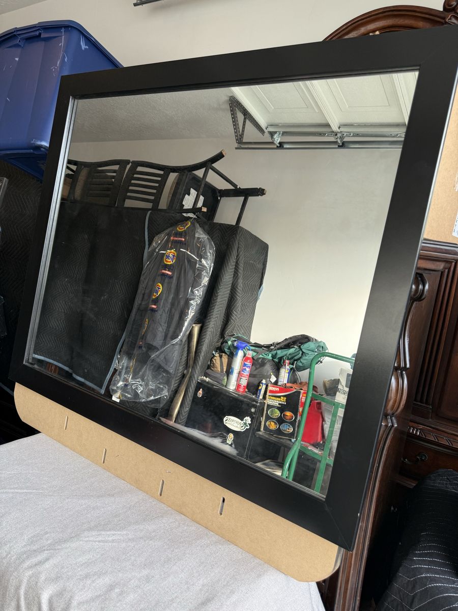 Large Black Framed Wall Mirror