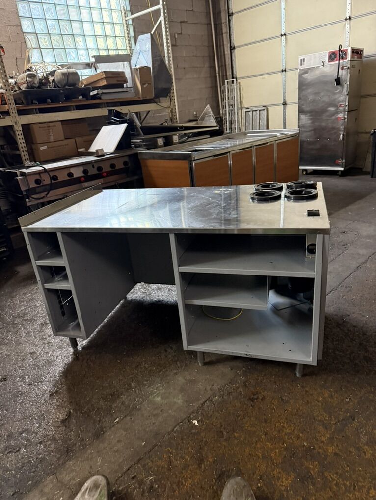Equipment  Stand W/ Stainless Steel Top , Great condition ,W/ storage and cup holders